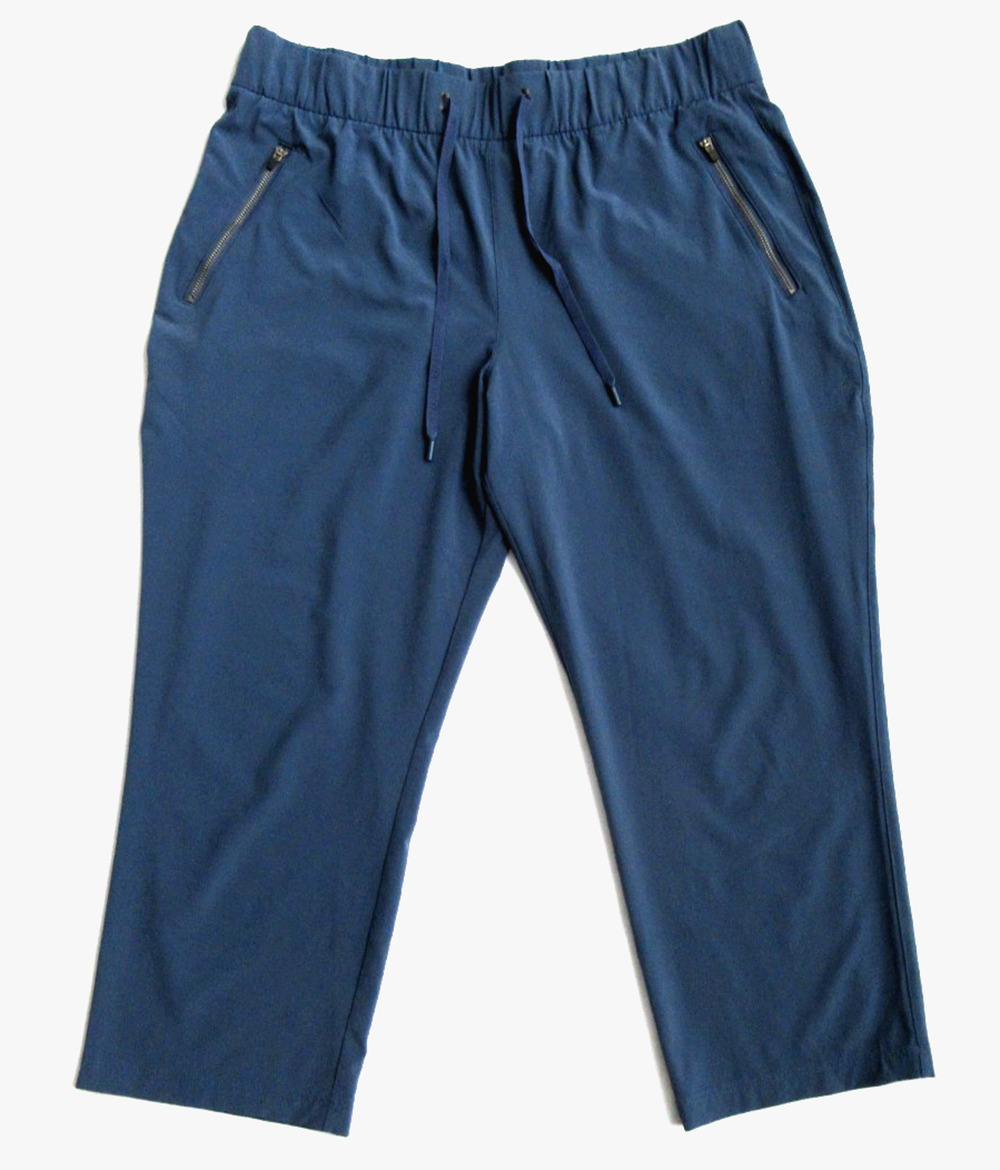 Eddie Bauer Womens Large Traveler Blue Ankle Cropped Capri Pants Stretch L